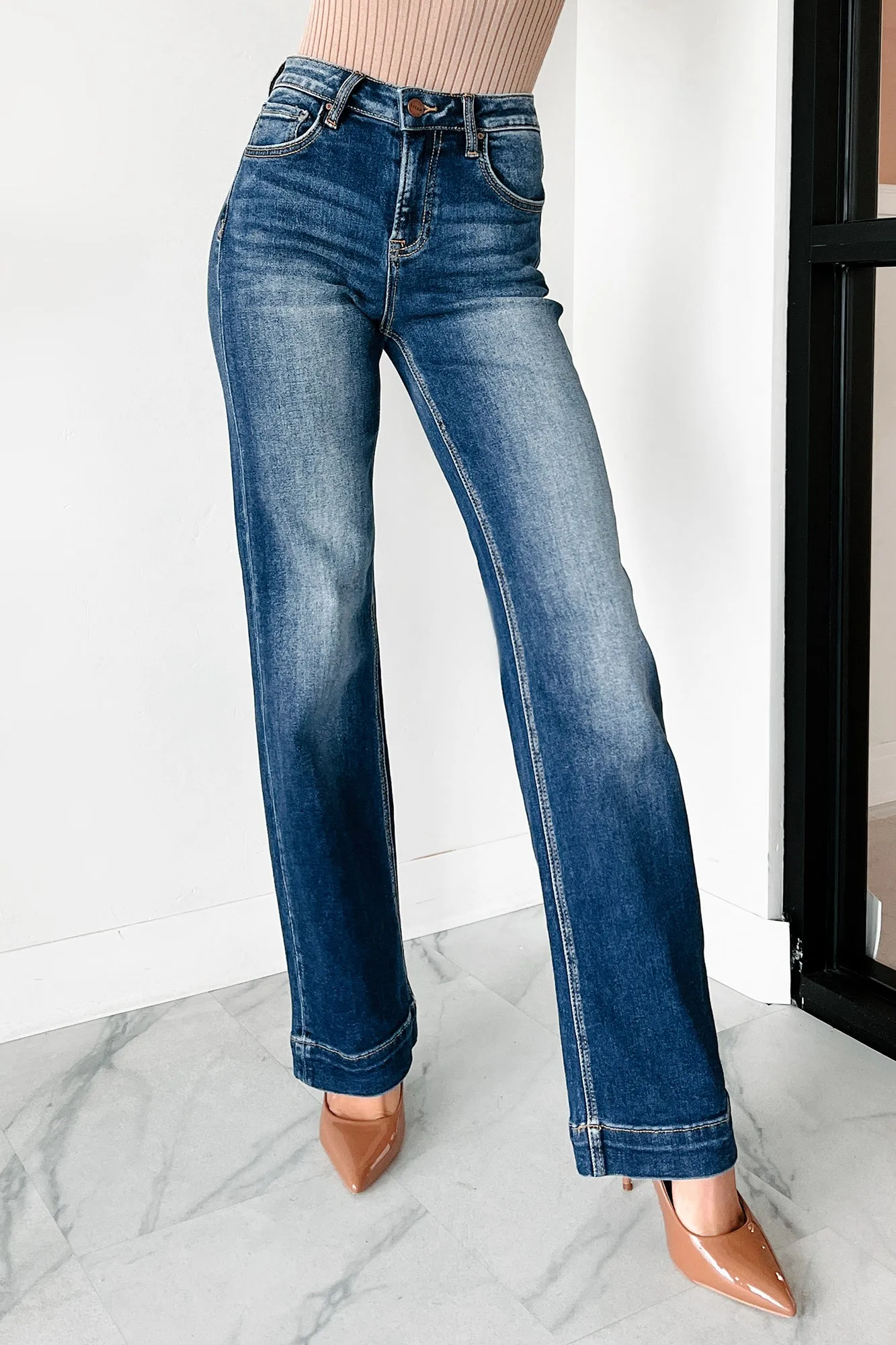 Regina High Rise Risen Straight Leg Jeans (Dark)