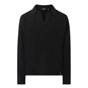 REPRESENT Ribbed Knit Polo Sweater - Black