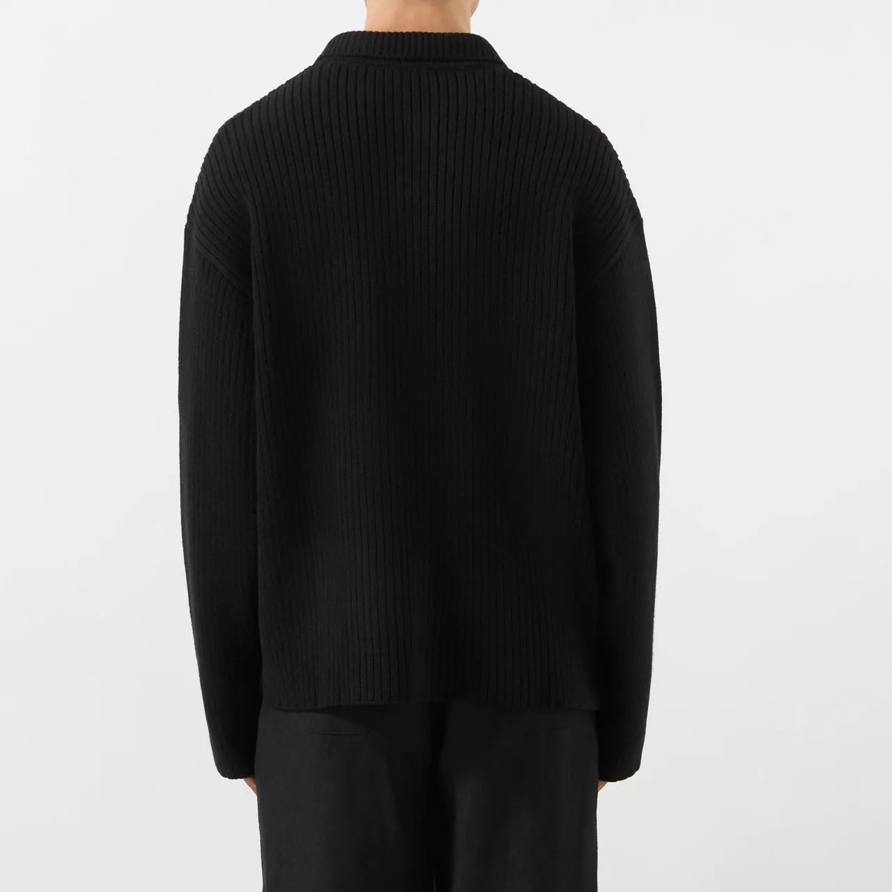 REPRESENT Ribbed Knit Polo Sweater - Black