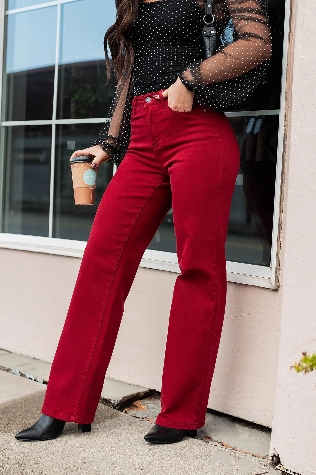 Rinna Heart Shaped Pockets Judy Blue Jeans (Scarlet)