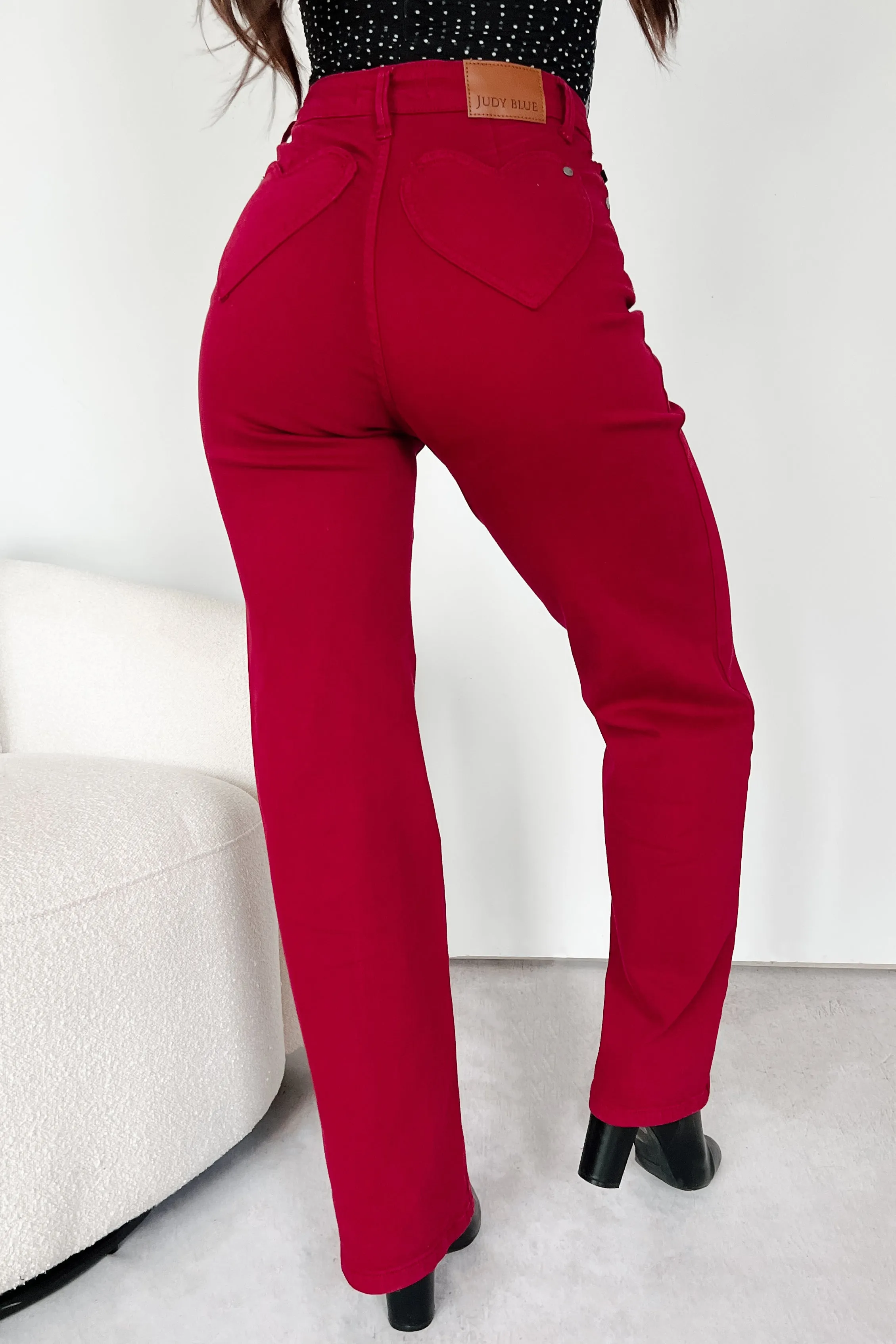 Rinna Heart Shaped Pockets Judy Blue Jeans (Scarlet)