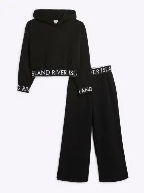 River Island Older Girl Waistband Hoody Set - Black