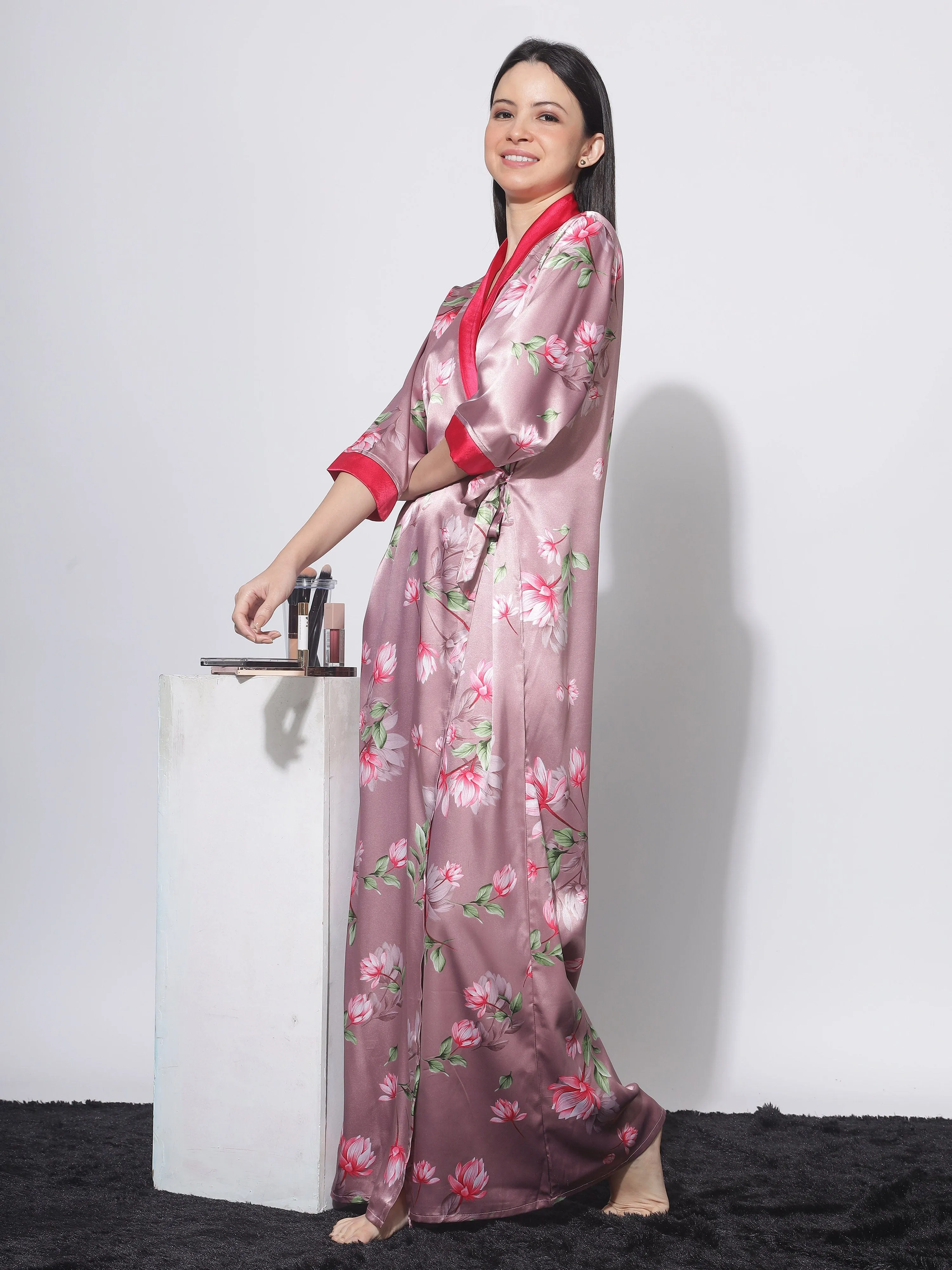 Satin Mugal Pink House Coat