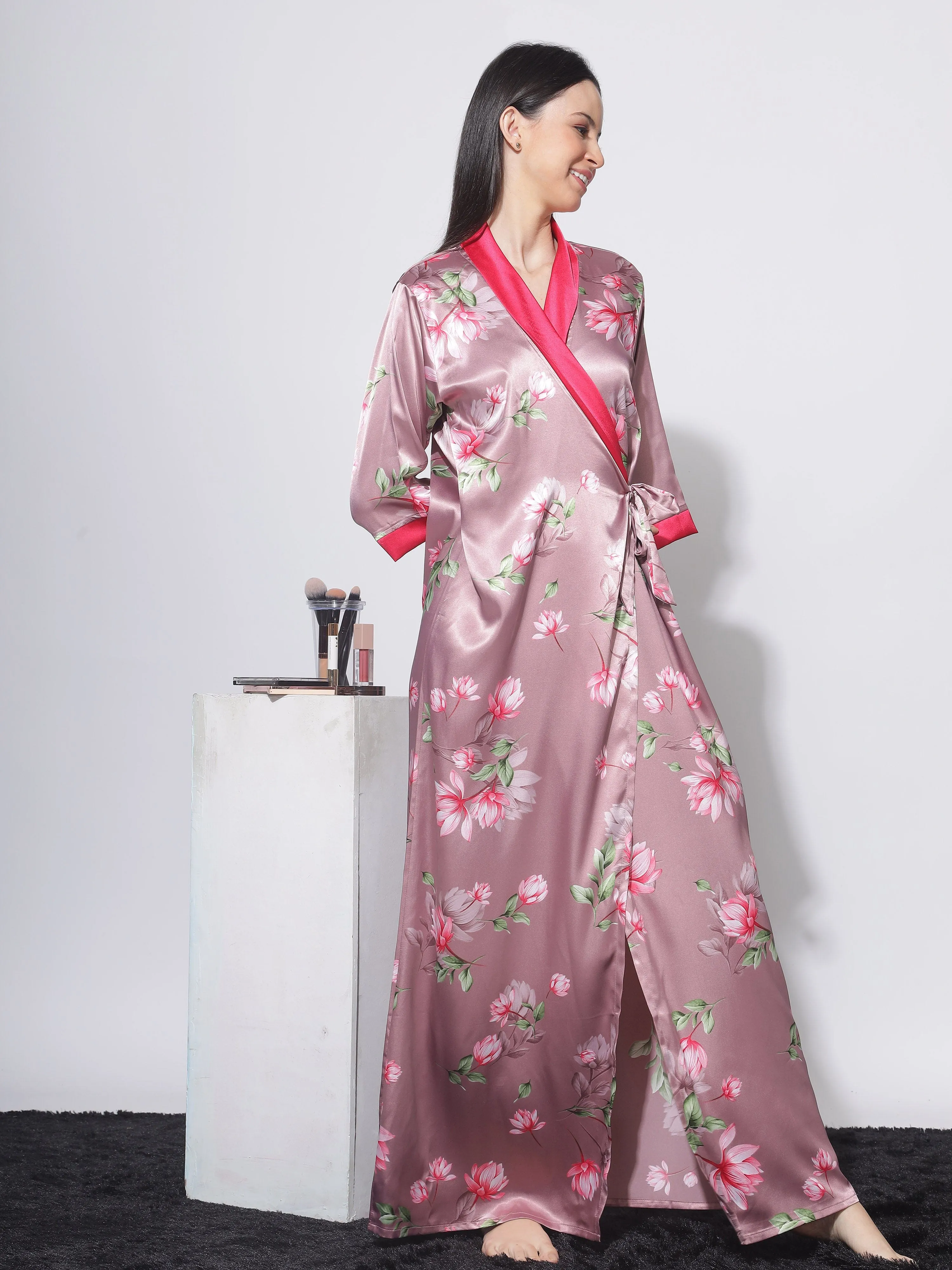 Satin Mugal Pink House Coat