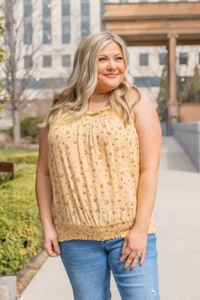 Scattered Petals Floral Tank- Honey Yellow