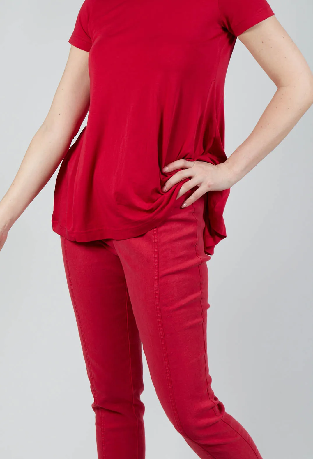 Slim Leg Trousers with Seam Detail in Chili