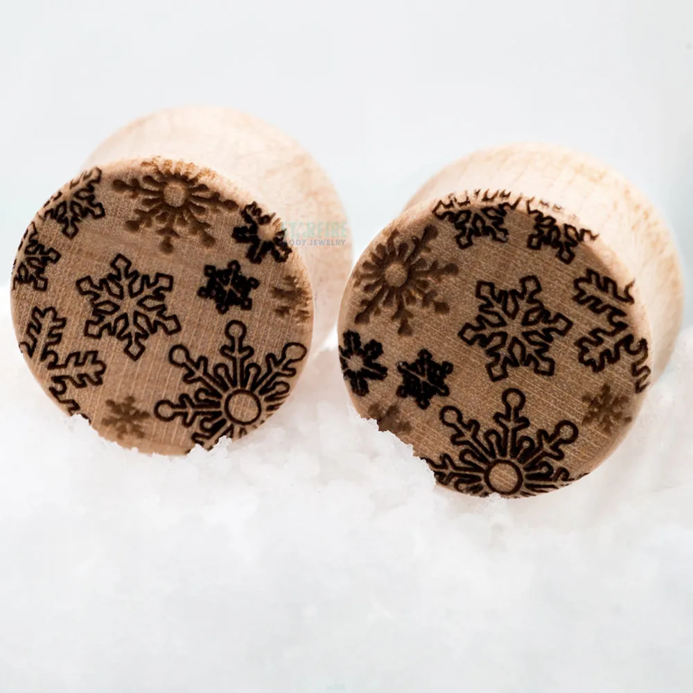 Snowflake Pattern Wood Plugs