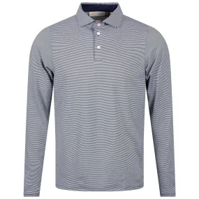 Soren Stripe LS Comfort Fit Polo Atlanta Blue/White - 2024