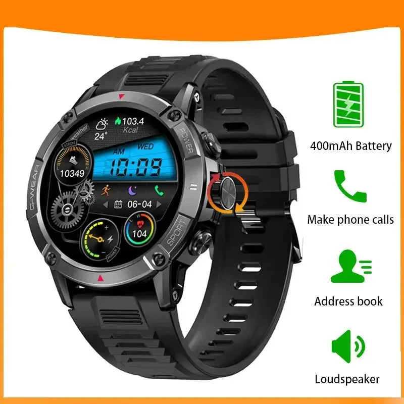 Sports Style Call Compass 400mAh Battery Health Monitoring Smartwatch