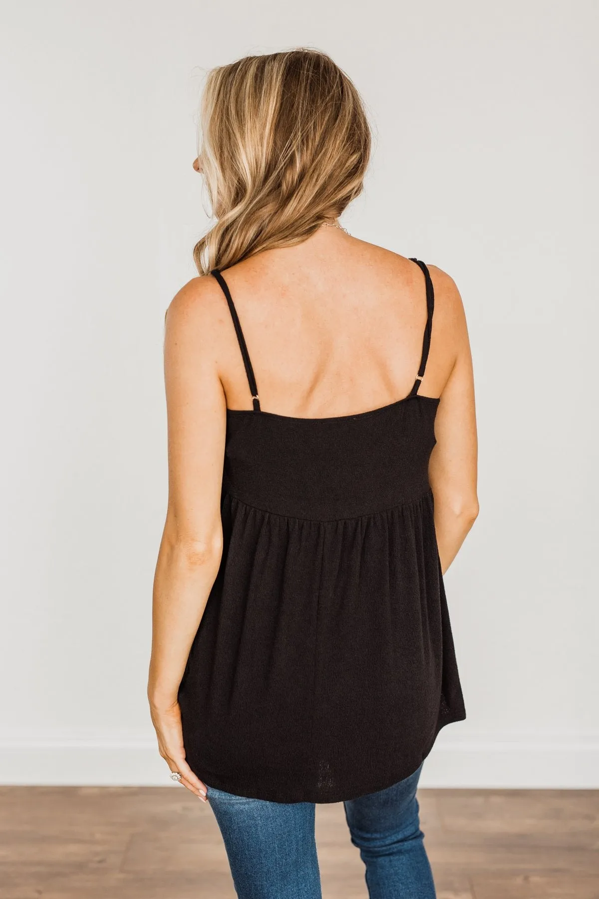 Spotting Your Gaze Babydoll Tank Top- Black