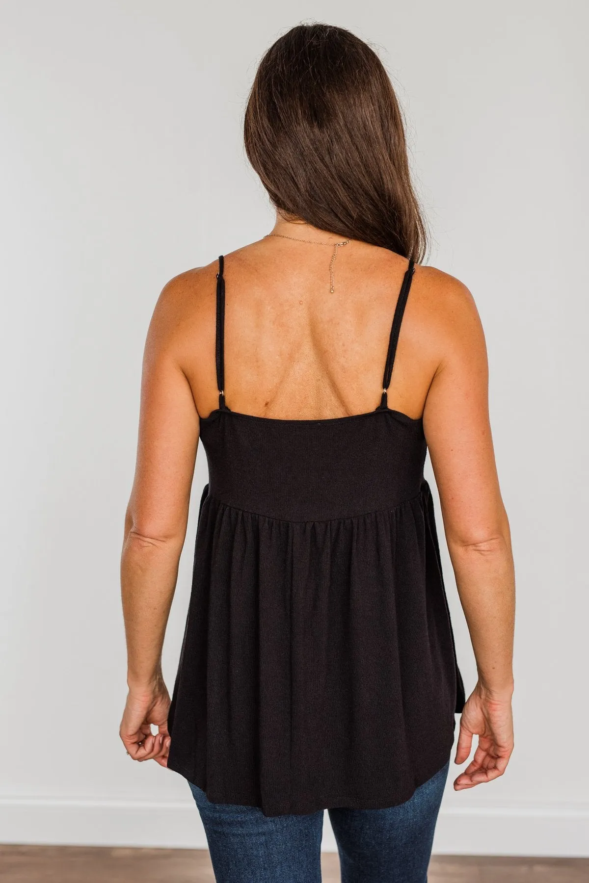 Spotting Your Gaze Babydoll Tank Top- Black