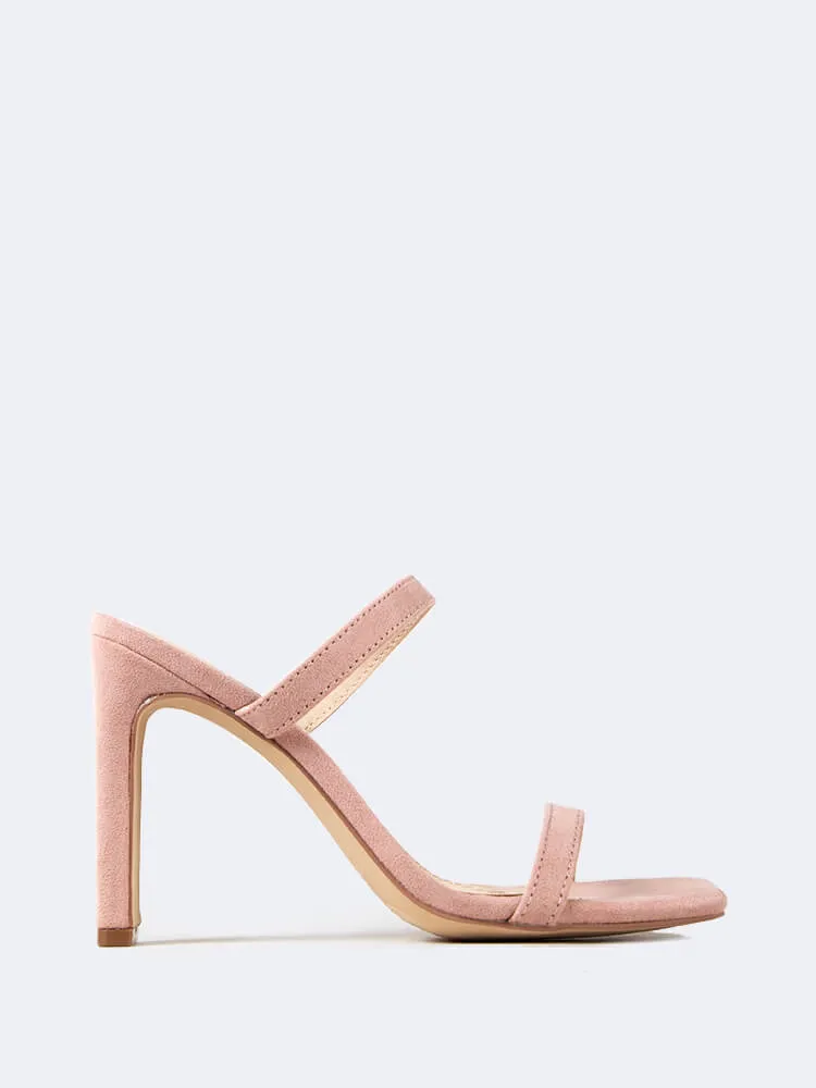 Square Open Toe Slip On Heeled Sandals