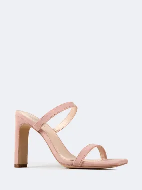 Square Open Toe Slip On Heeled Sandals