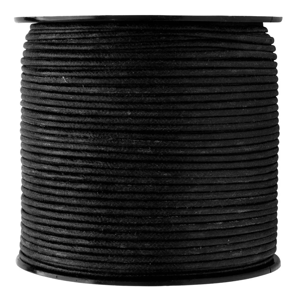 Su-Preme Waxed Cotton Cord, Round 2mm Thick, 75 Yards (68.5 Meters), Black