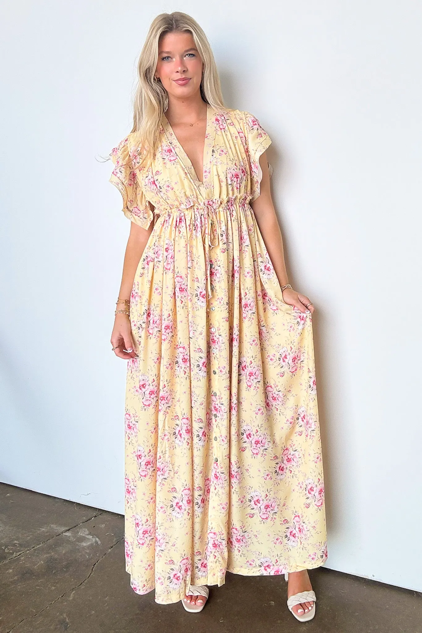 Summer Sensation Floral Tie Back Maxi Dress