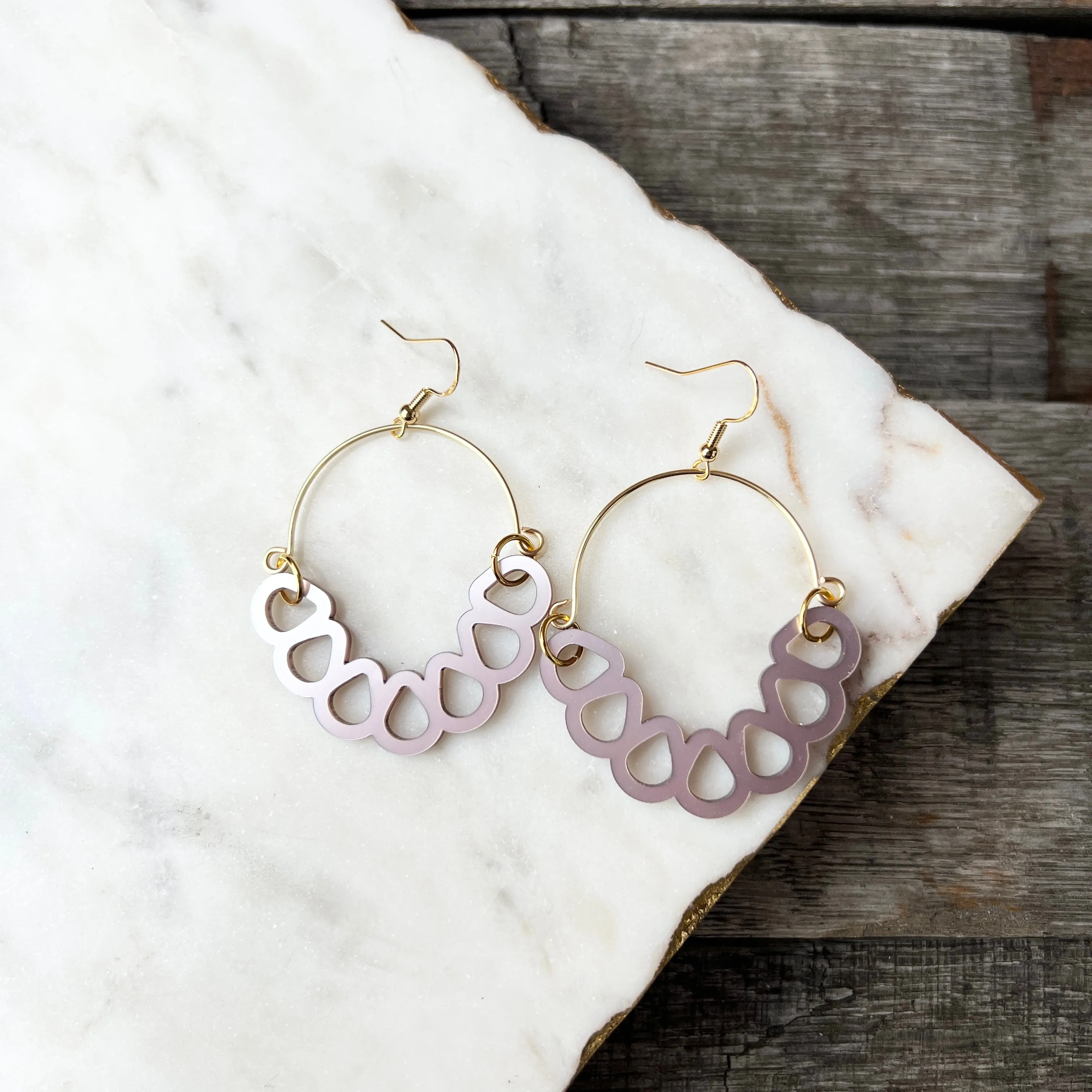 Teardrop Hoops - Metallic Blush - Acrylic Earrings