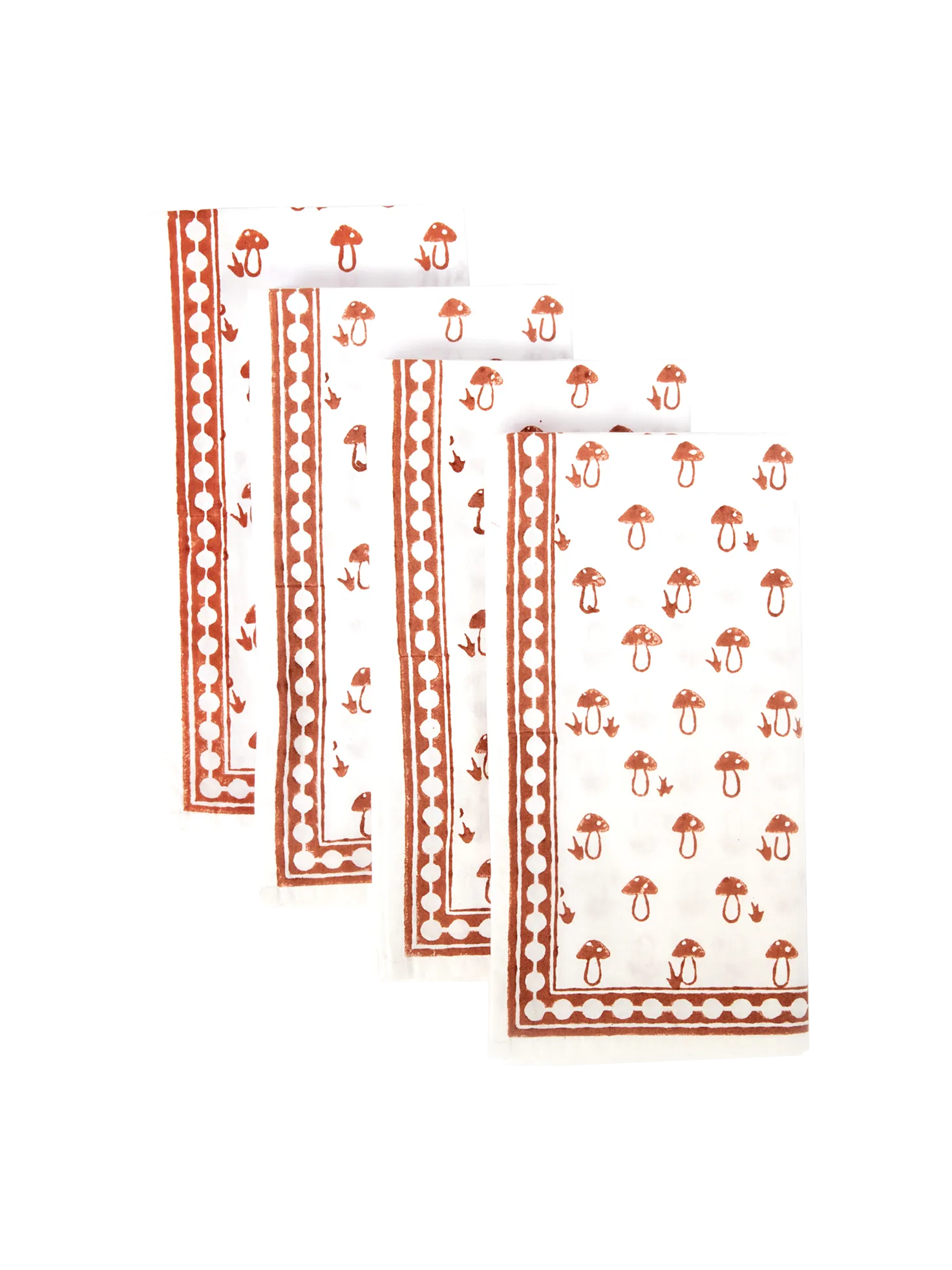 The Classic Block Print Napkin, Set of 4 - Clay Mushroom / Cotton