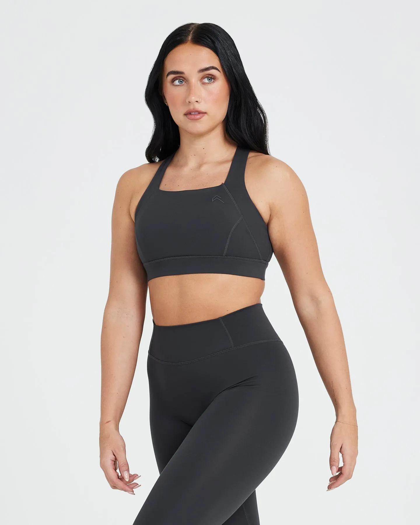 Timeless Wide Strap Sports Bra | Coal