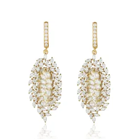 Valencia Gold White Stone & Designer Shape CZ Earrings