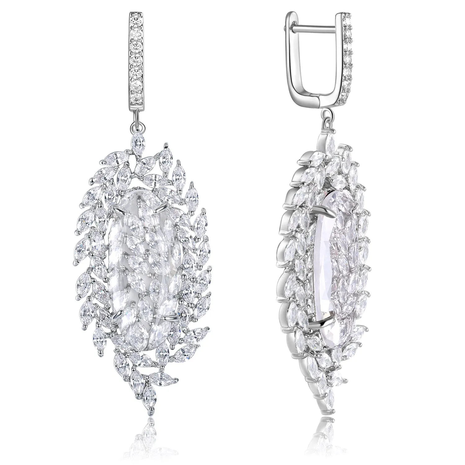 Valencia White Stone & Designer Shape CZ Earrings