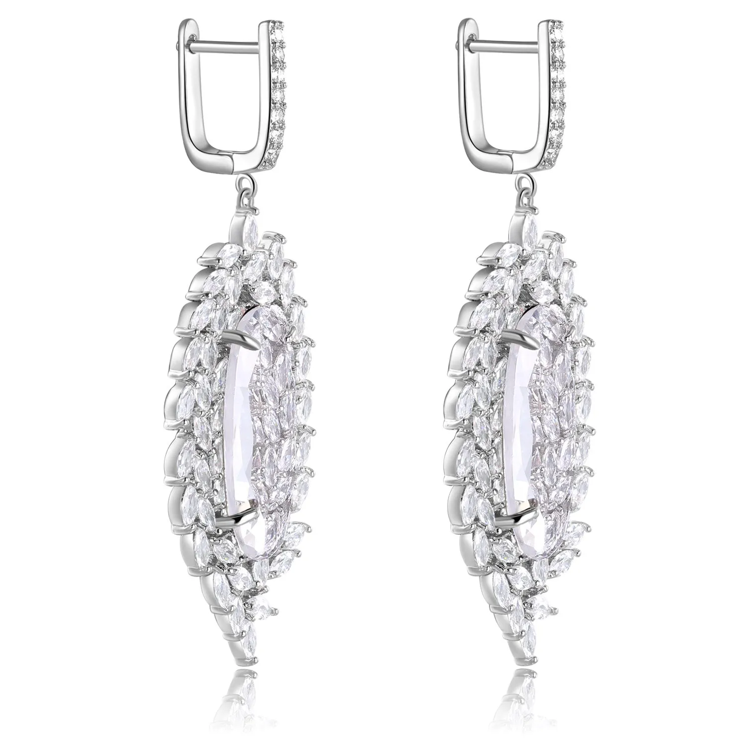 Valencia White Stone & Designer Shape CZ Earrings