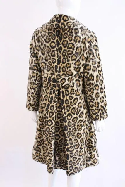 Vintage 60's SAFARI Leopard Faux Fur Coat