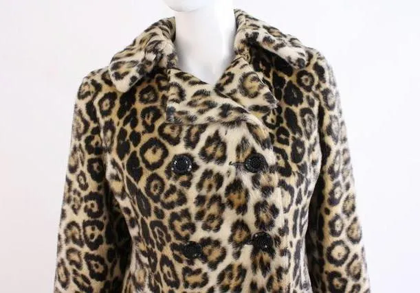 Vintage 60's SAFARI Leopard Faux Fur Coat