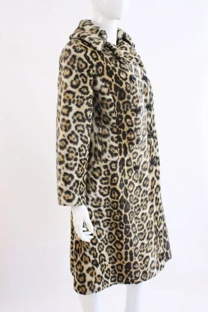 Vintage 60's SAFARI Leopard Faux Fur Coat