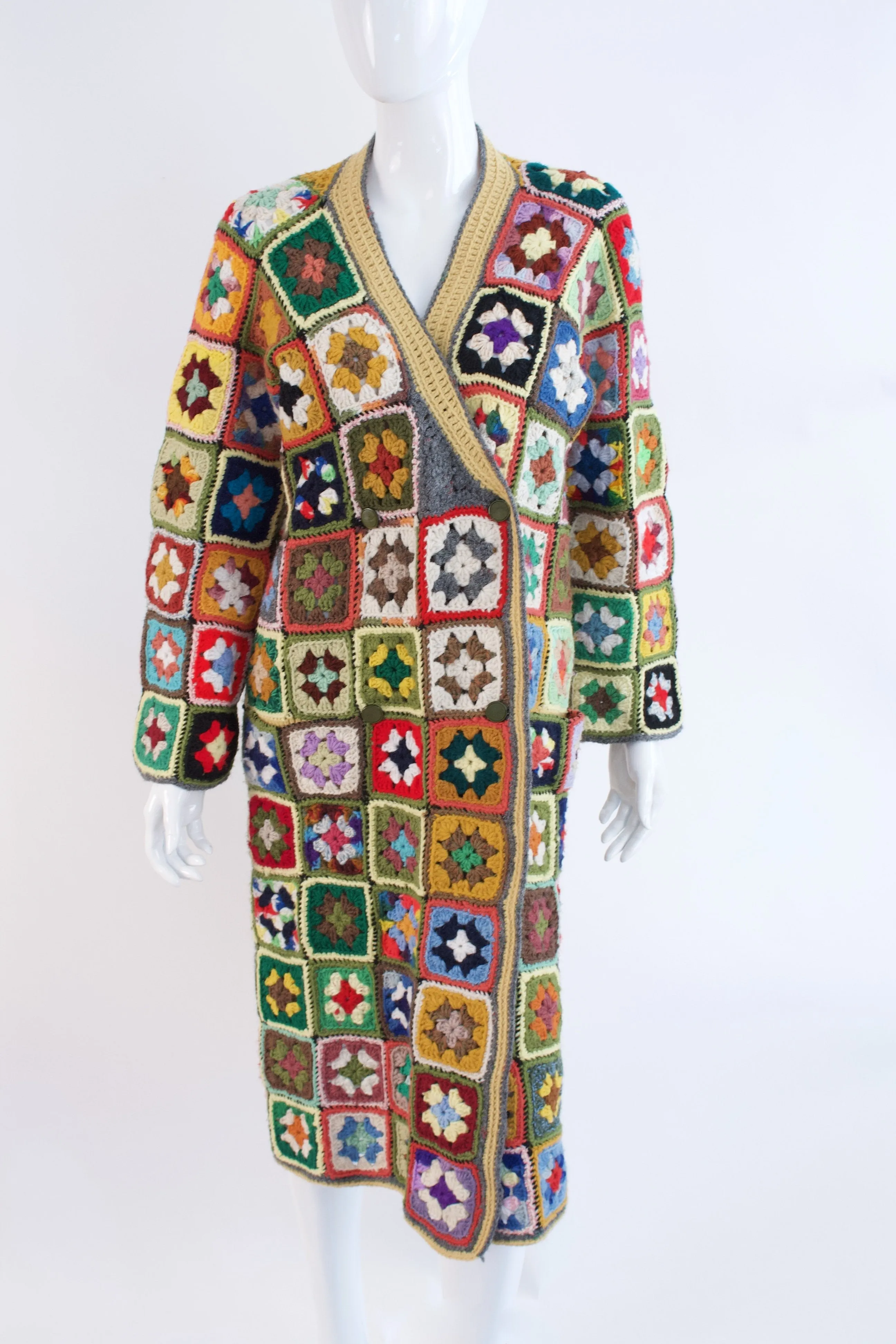 Vintage 70's Crochet Blanket Coat