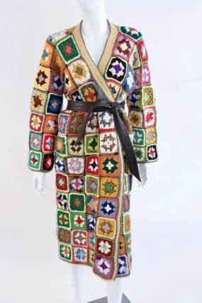 Vintage 70's Crochet Blanket Coat