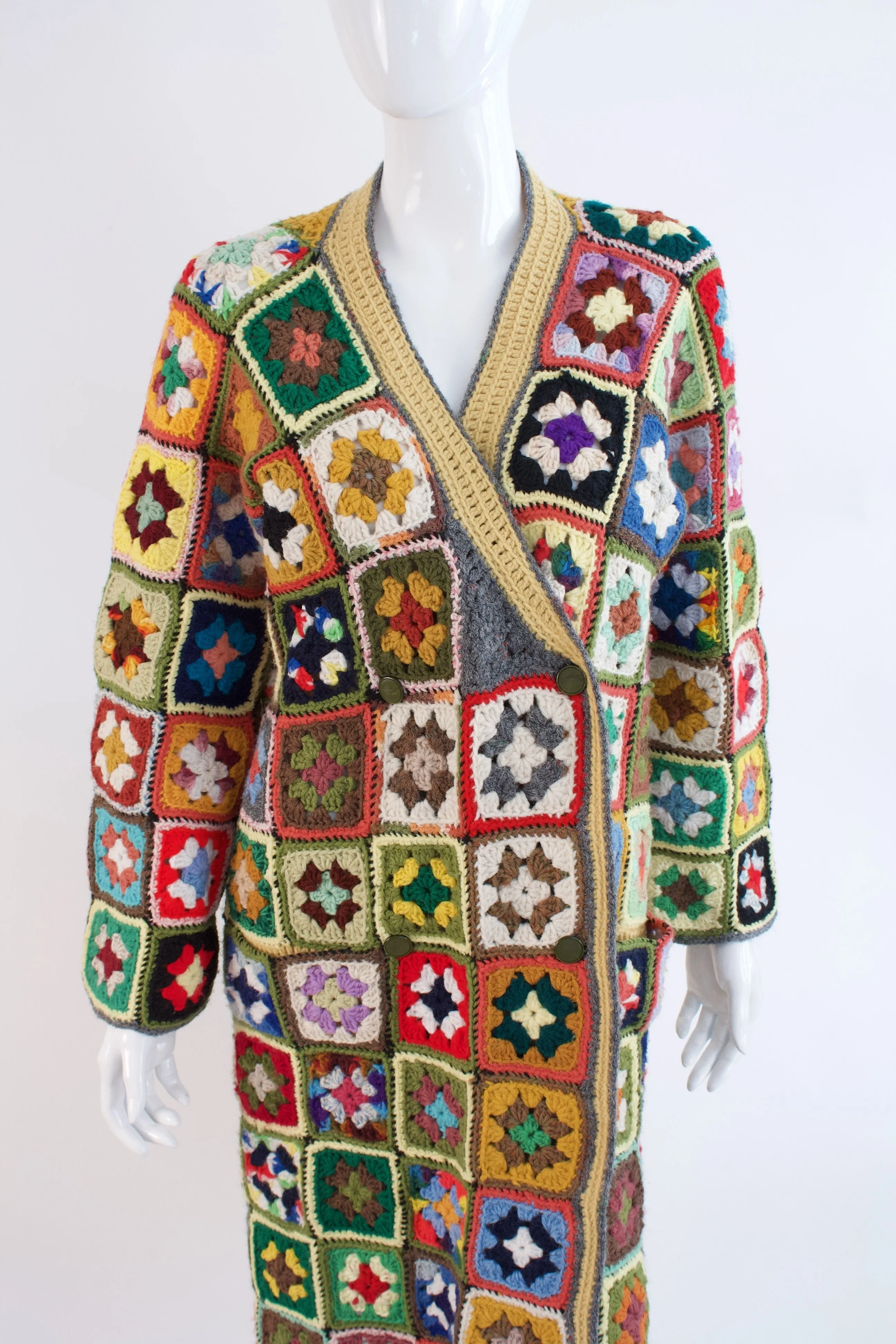 Vintage 70's Crochet Blanket Coat