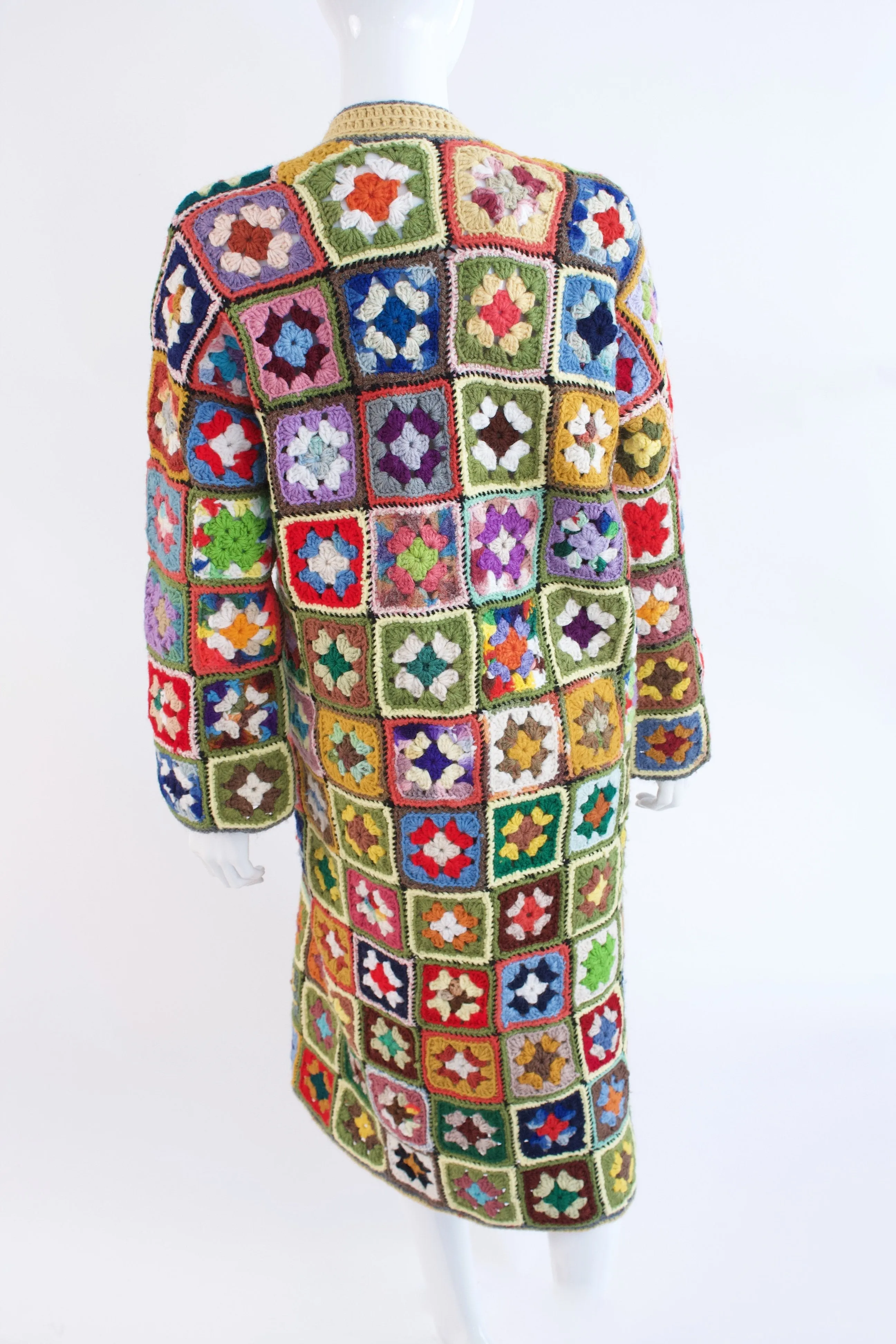 Vintage 70's Crochet Blanket Coat