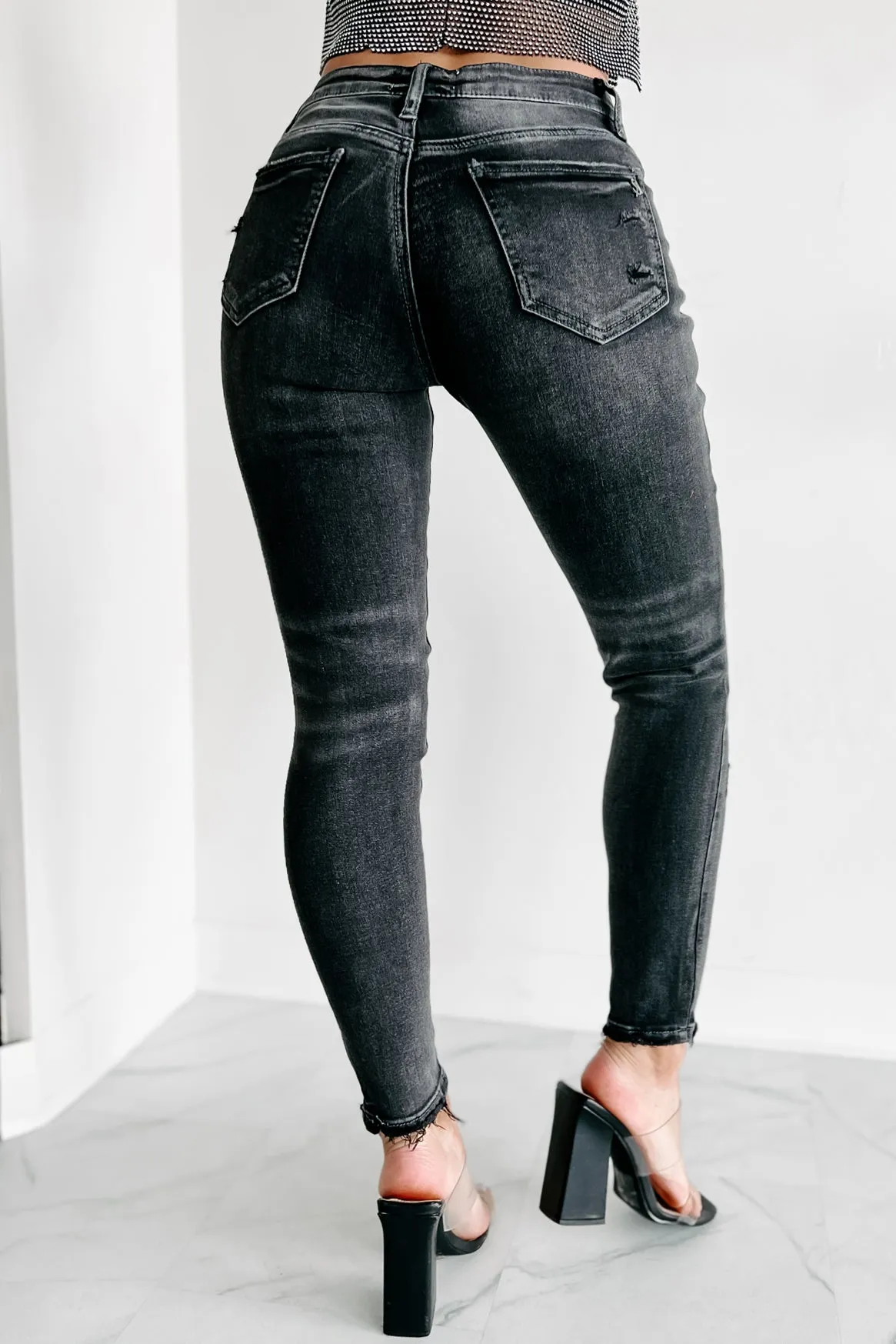 Whatever You Like Mid-Rise Distressed Special A Skinny Jeans (Grey)