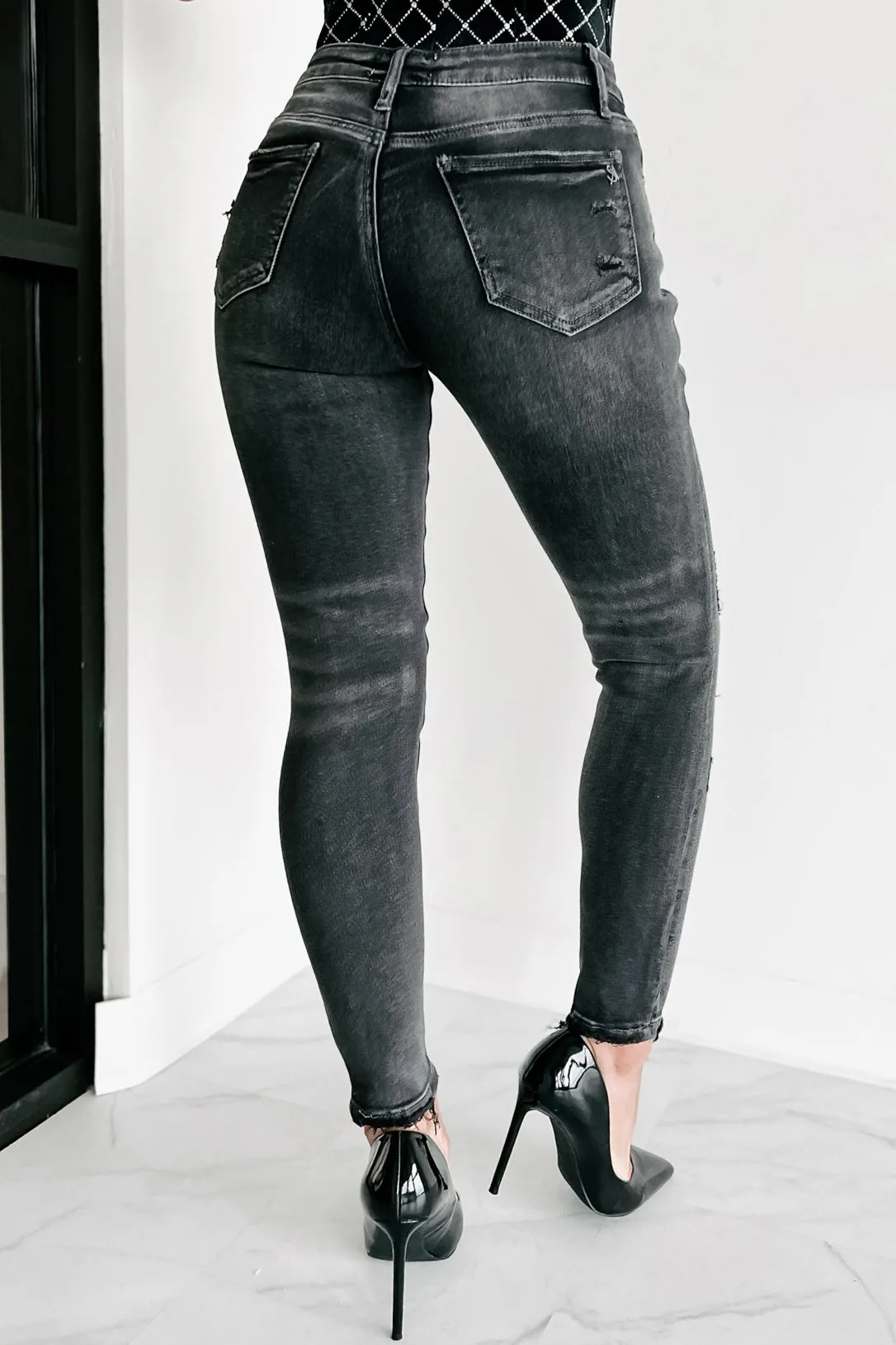 Whatever You Like Mid-Rise Distressed Special A Skinny Jeans (Grey)