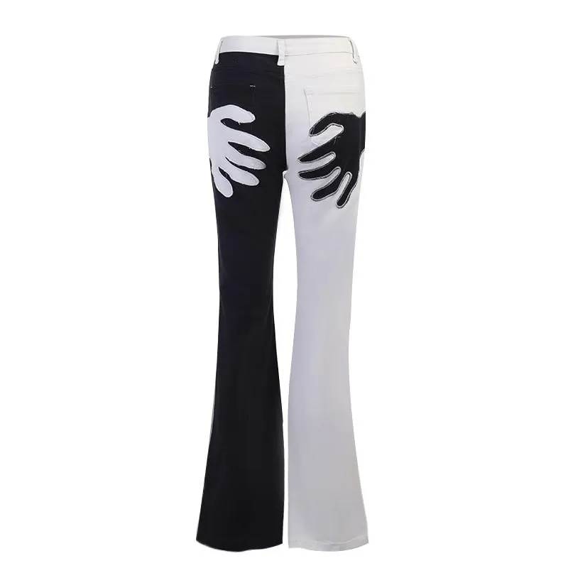 Women's Embroidery Palm Art Jeans Trousers for Casual Streetwear