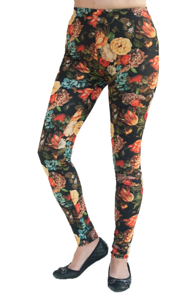 Women's Plus Beautiful Floral Pattern Leggings