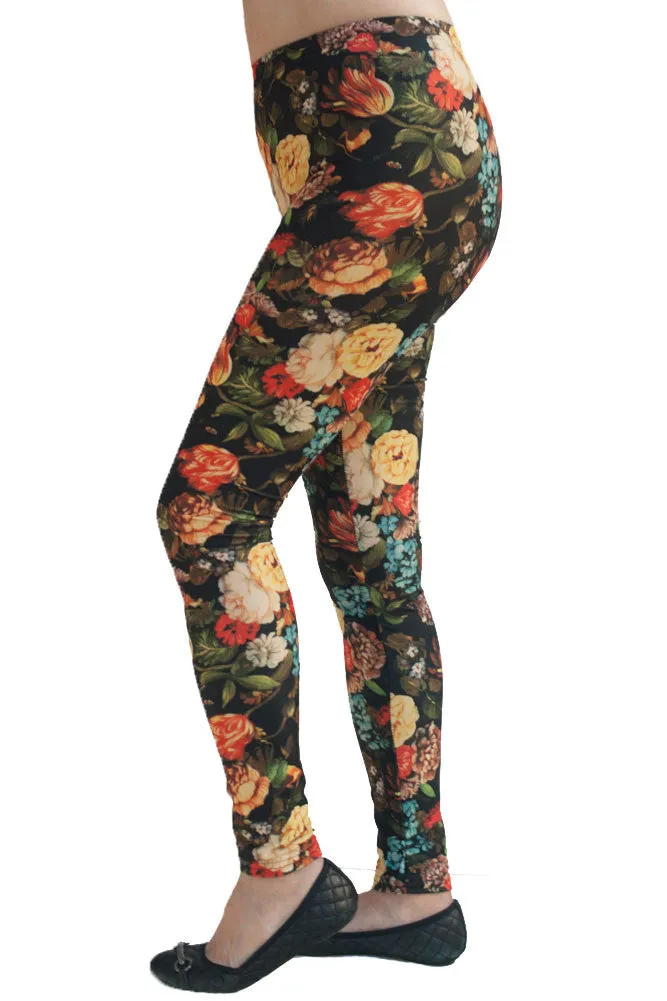 Women's Plus Beautiful Floral Pattern Leggings