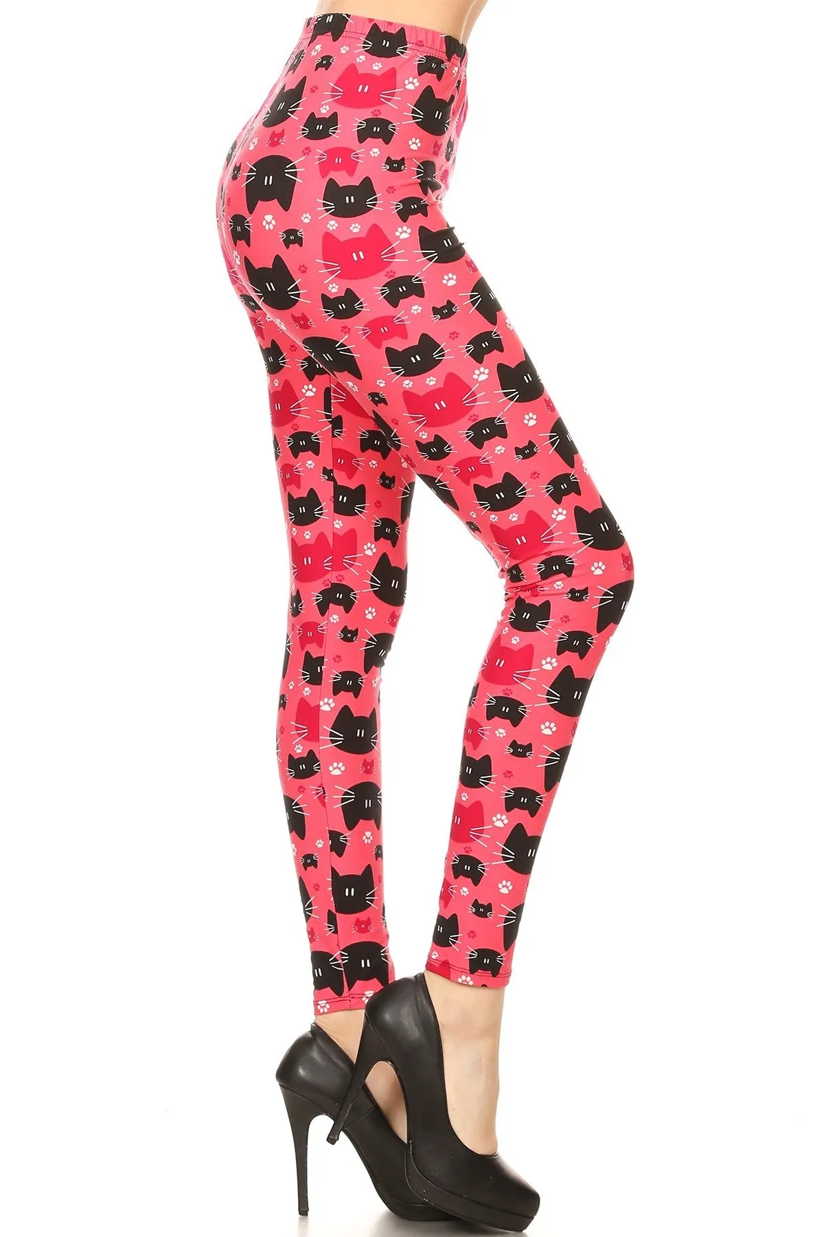 Women's Regular colorful Cat Faces Pattern Printed Leggings