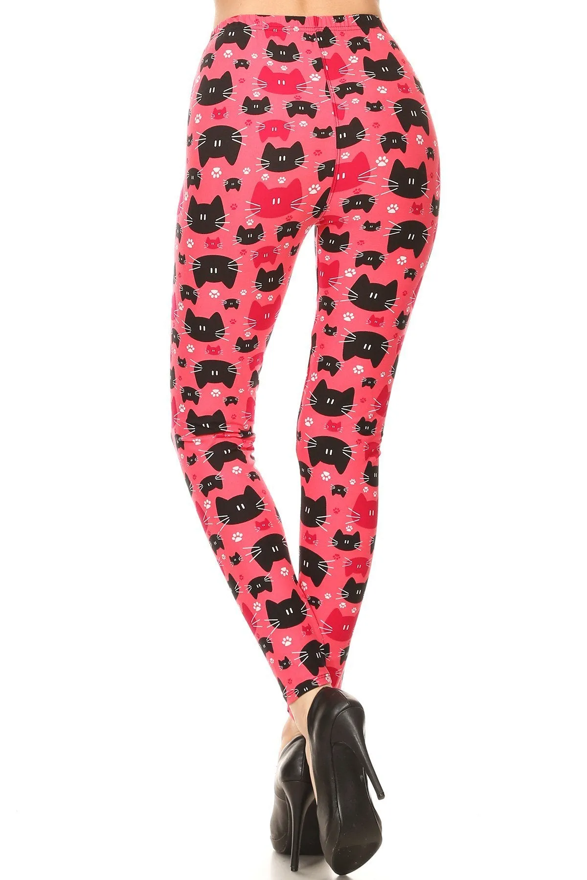 Women's Regular colorful Cat Faces Pattern Printed Leggings