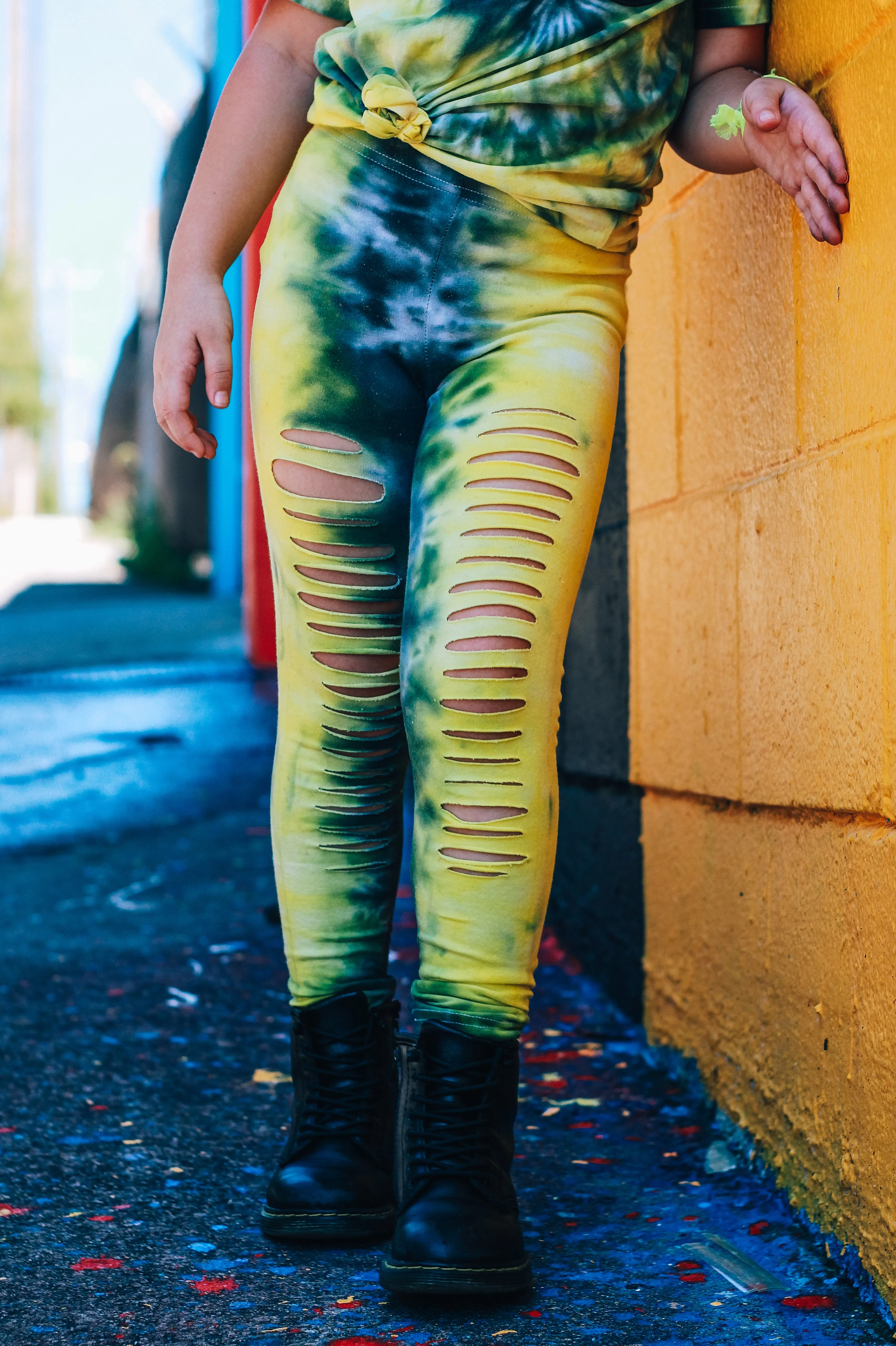 Yellow and Black Tie Dye Leggings