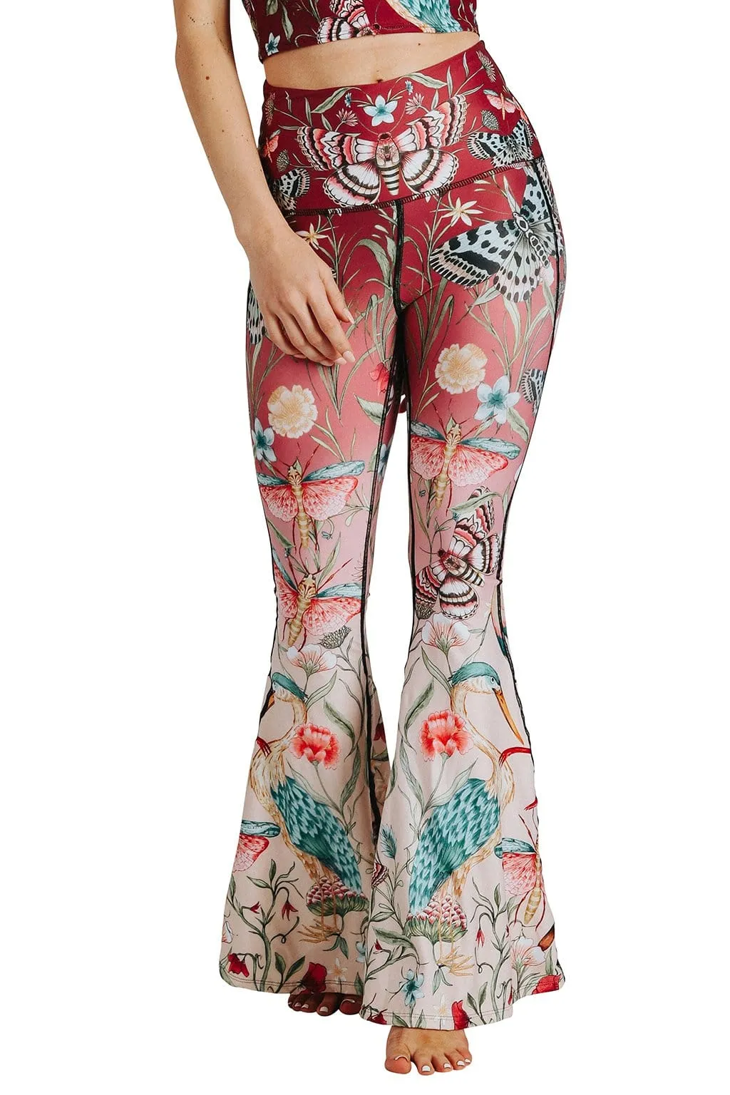 Yoga Democracy Pretty In Pink Printed Bell Bottoms