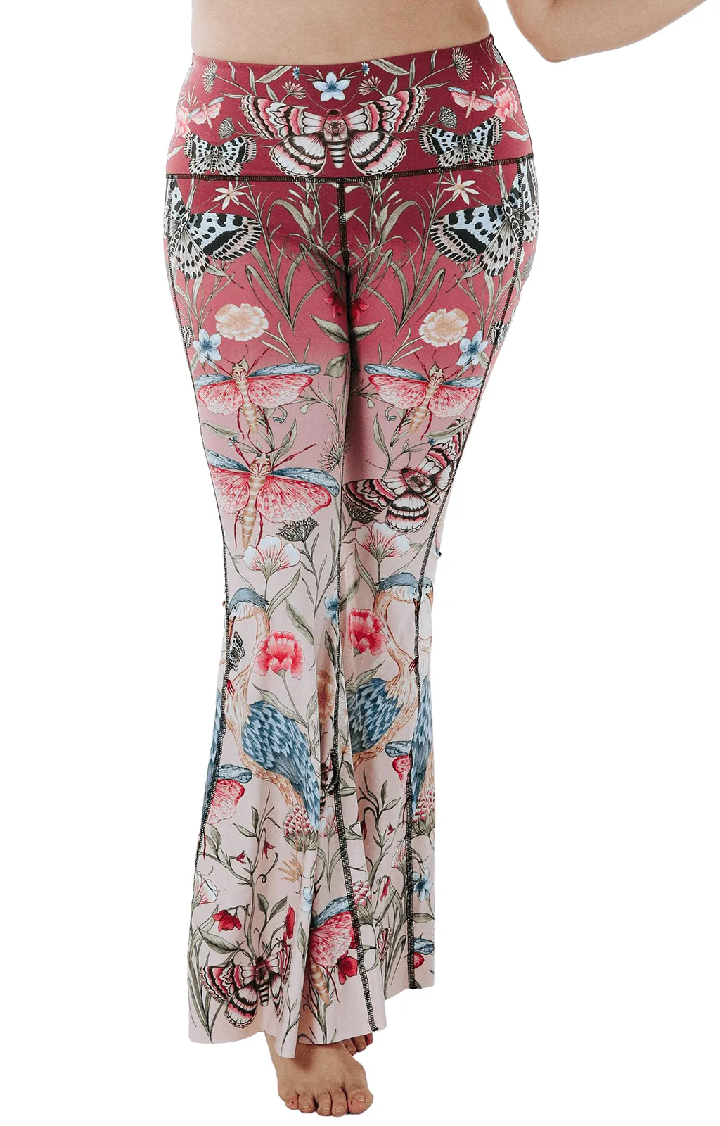 Yoga Democracy Pretty In Pink Printed Bell Bottoms