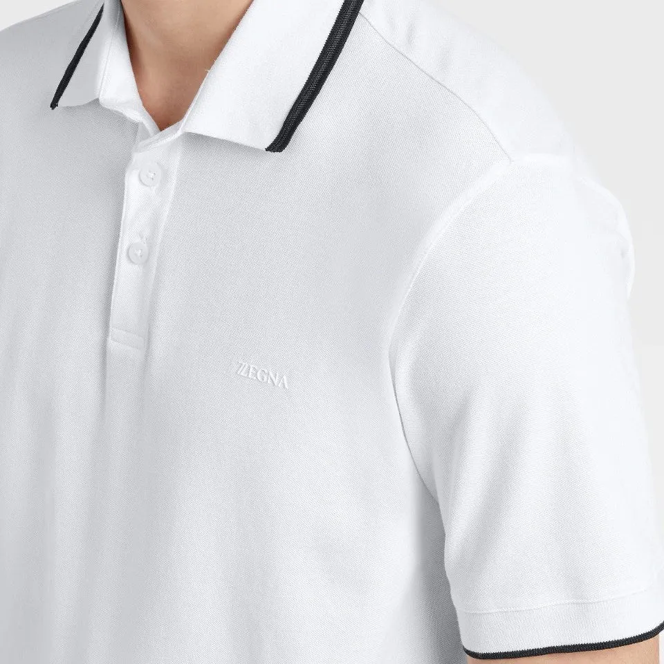 ZZegna Stretch Cotton Piquet Short-sleeve Polo